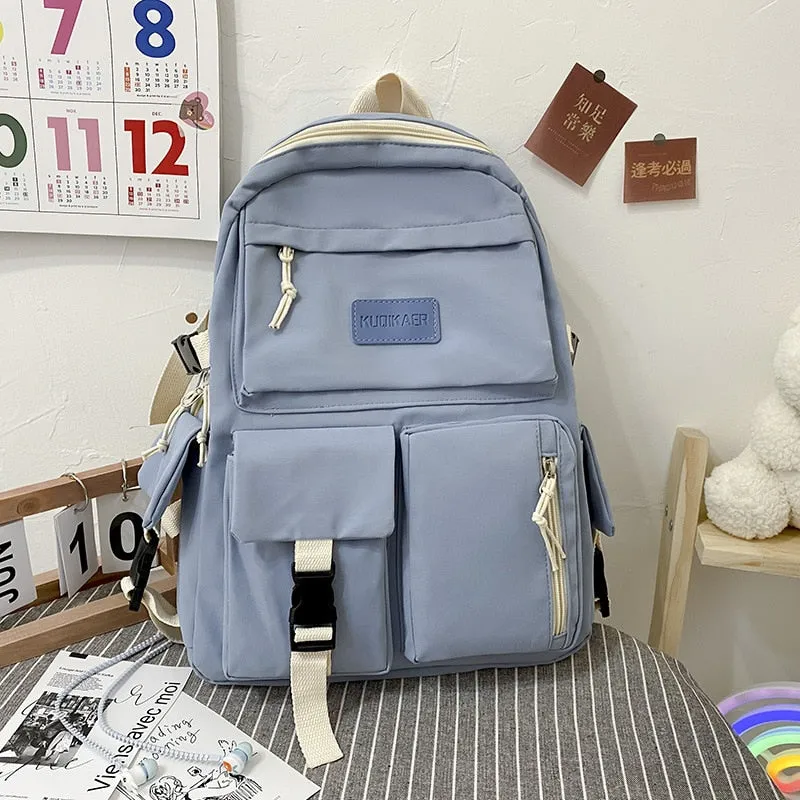 2022 New Trendy Korean Version Large-capacity School Bag Lightweight Simple Travel Backpack Teen Girls Many Pockets Backpacks