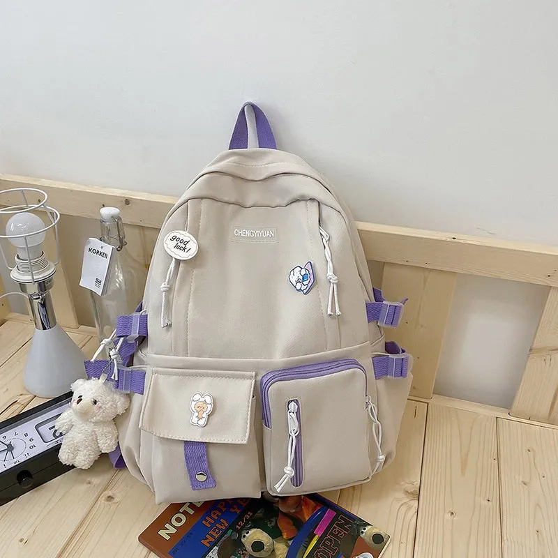 2022 New Trendy Korean Version Large-capacity School Bag Lightweight Simple Travel Backpack Teen Girls Many Pockets Backpacks