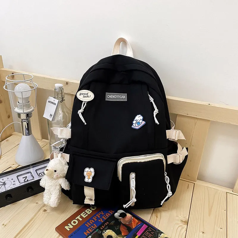 2022 New Trendy Korean Version Large-capacity School Bag Lightweight Simple Travel Backpack Teen Girls Many Pockets Backpacks