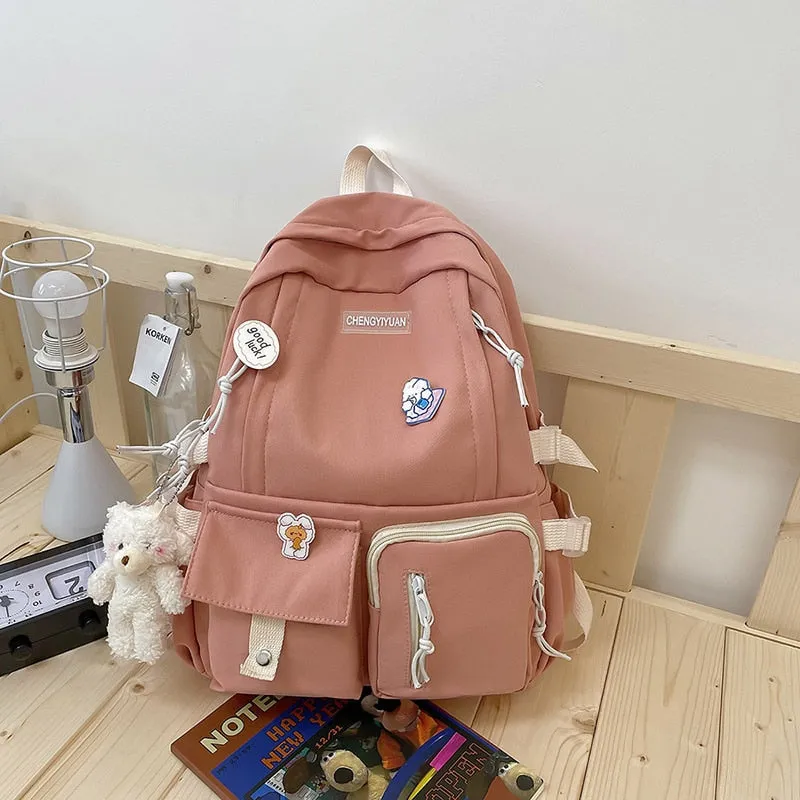 2022 New Trendy Korean Version Large-capacity School Bag Lightweight Simple Travel Backpack Teen Girls Many Pockets Backpacks