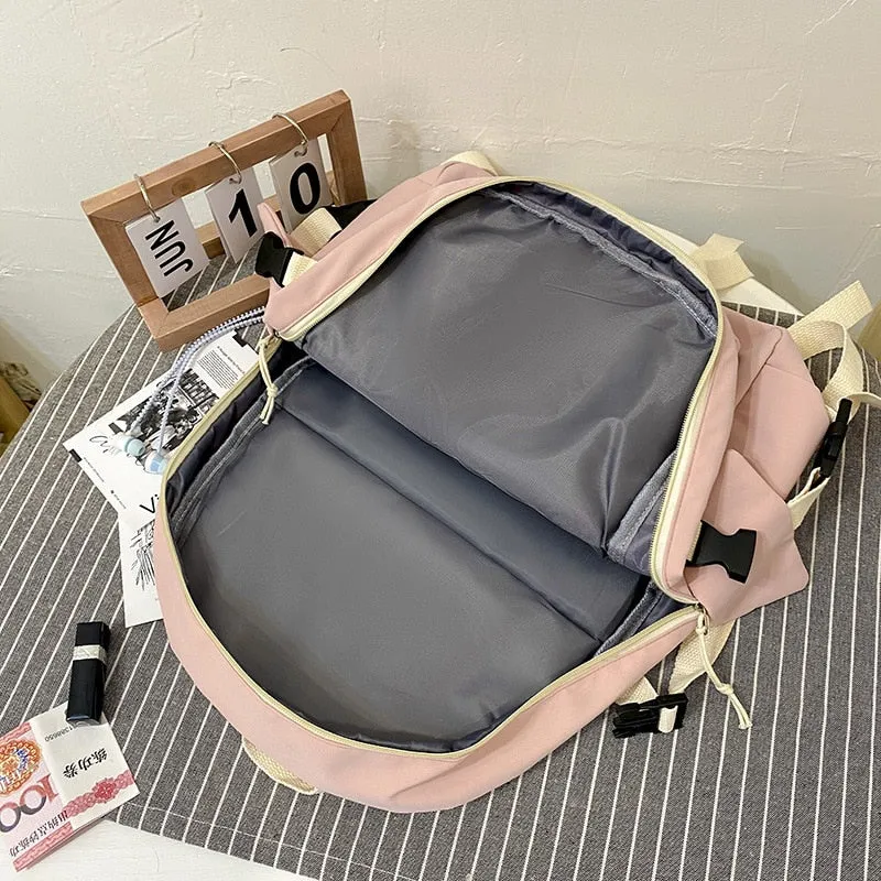 2022 New Trendy Korean Version Large-capacity School Bag Lightweight Simple Travel Backpack Teen Girls Many Pockets Backpacks