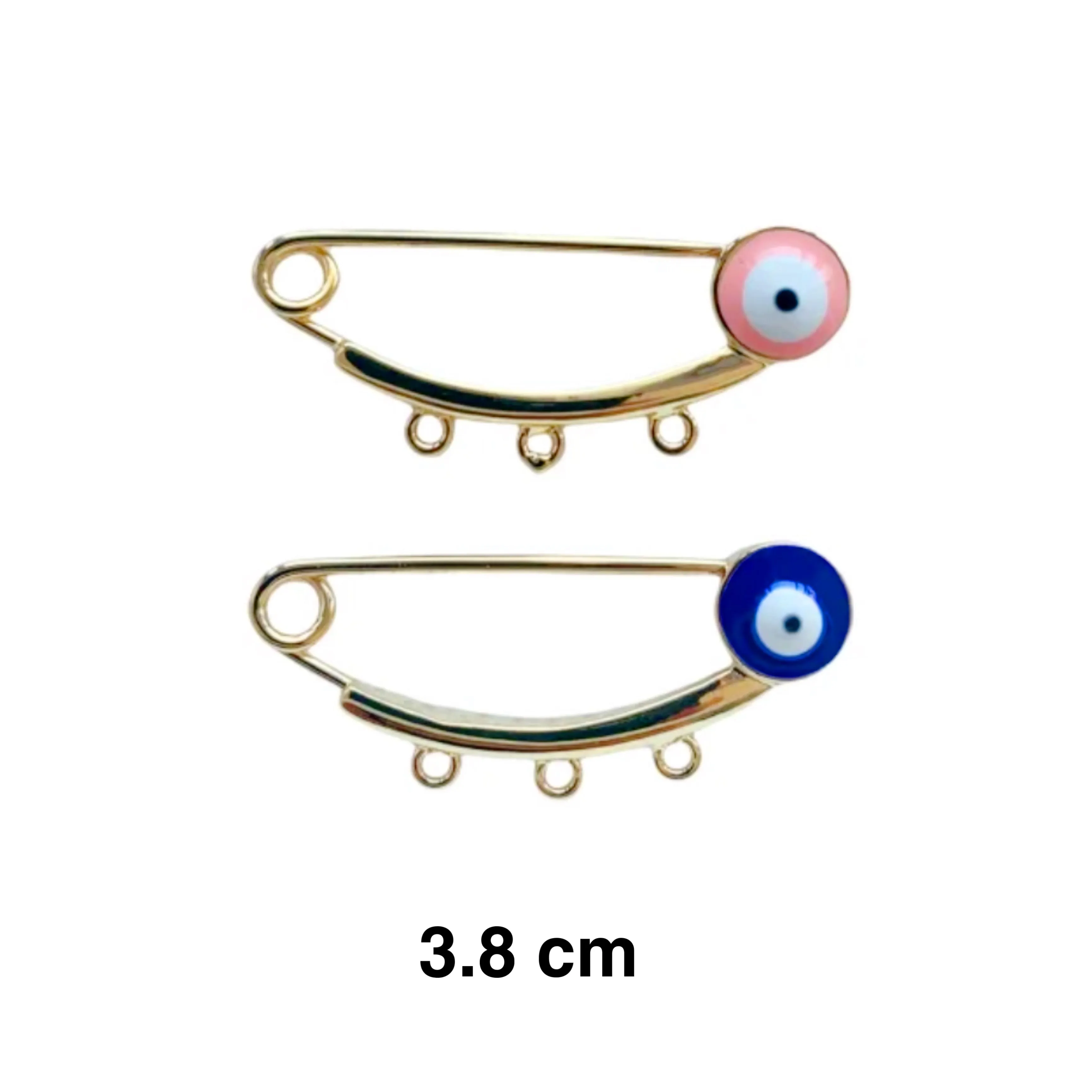 3.8 CM Blue Evil Eye Pin With Football Ball - Gold