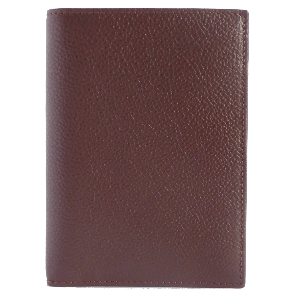 8 CC Grained Calf Leather Pocket Billfold Brown