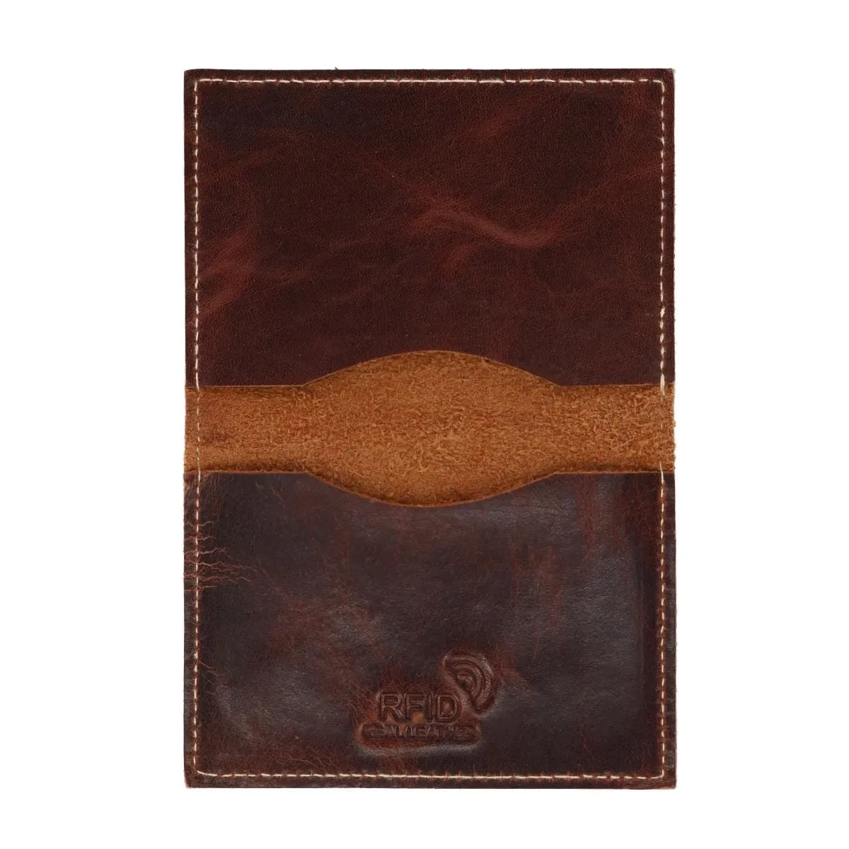 American Bison Men's Oil Pull Up Leather Card Case