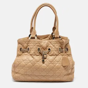 Beige Cannage Leather Chri Chri Chain Tote