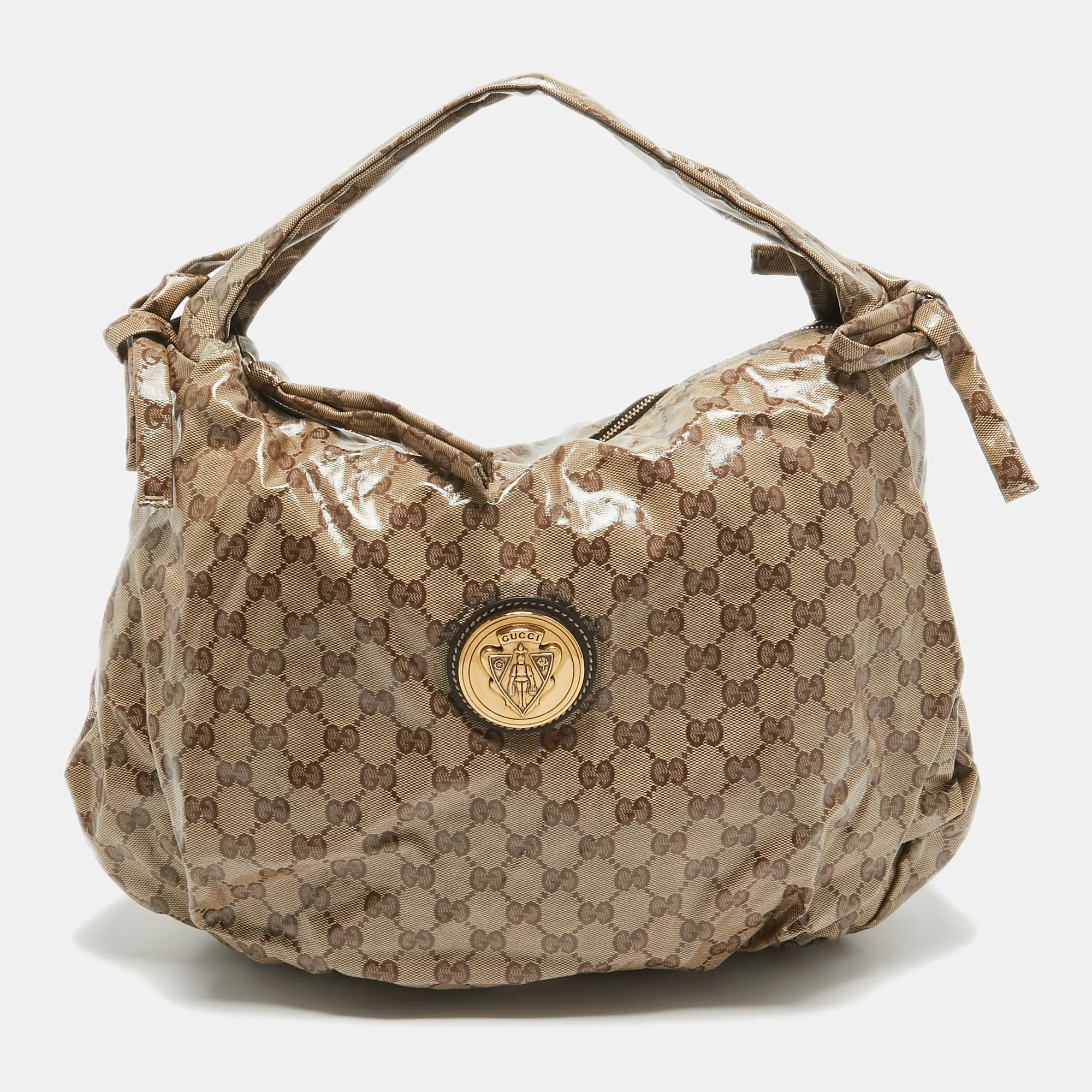 Beige GG Crystal Canvas Hysteria Hobo