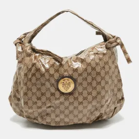 Beige GG Crystal Canvas Hysteria Hobo