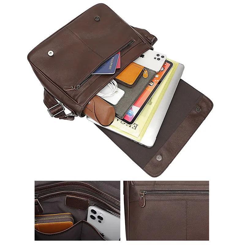 Bike Messenger Bag Men Vintage Leather Bags Crossbody Side Bags For Mens 7338