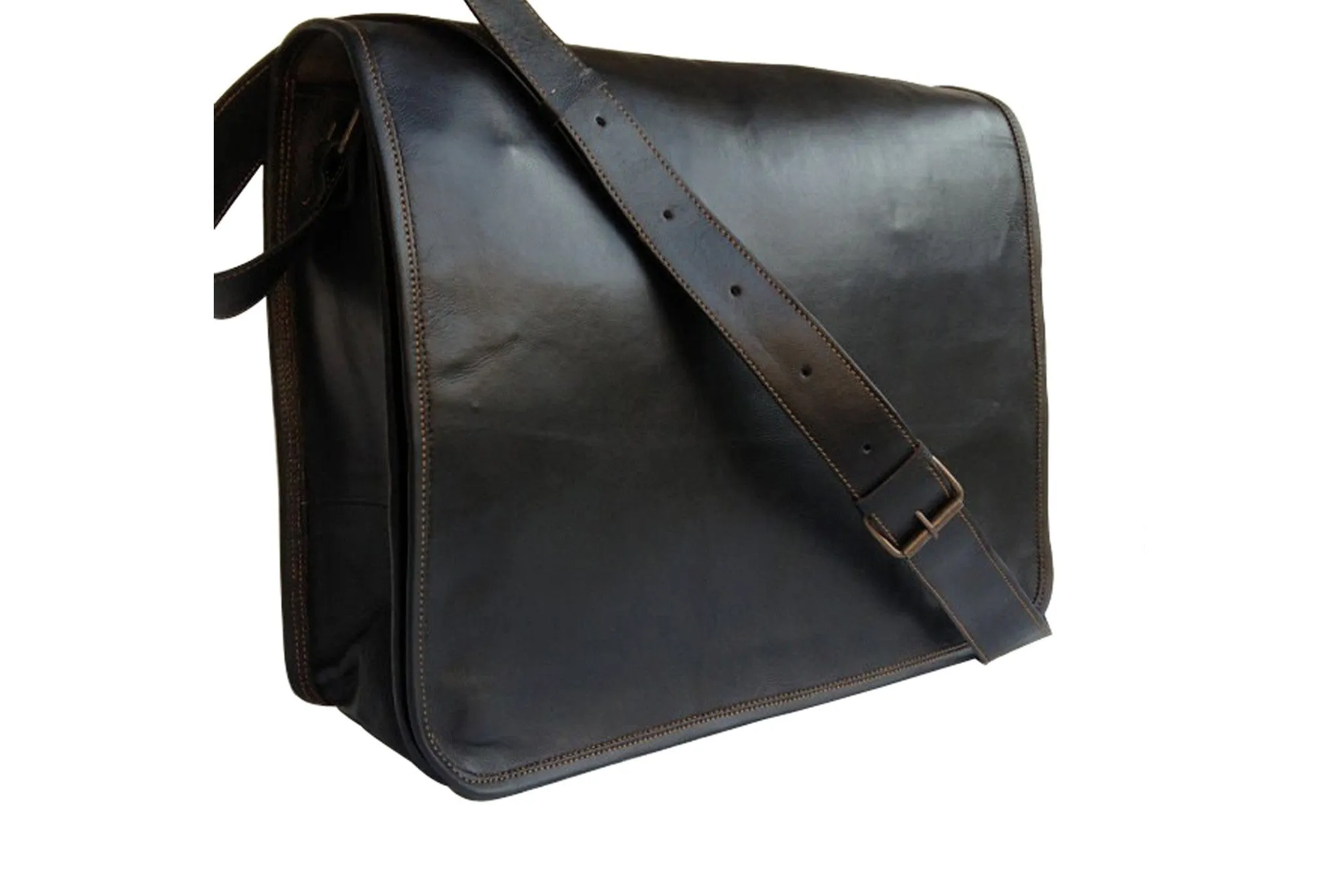 Black Leather Messenger Bag