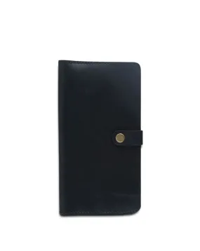 BLACK LEATHER TRAVEL PASSPORT WALLET