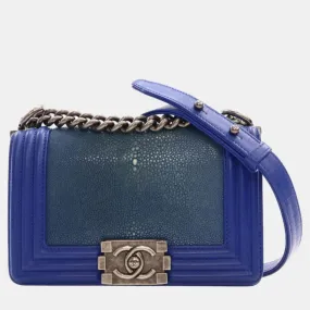 Blue/Silver Leather Stingray Boy Shoulder Bags