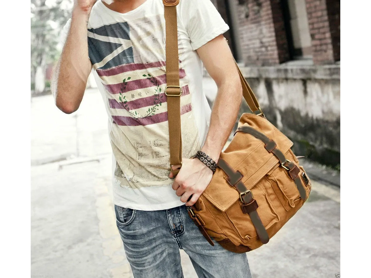 Brown Military Style Messenger Bag - Larger Version