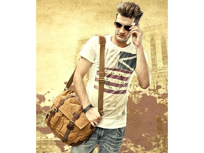 Brown Military Style Messenger Bag - Larger Version