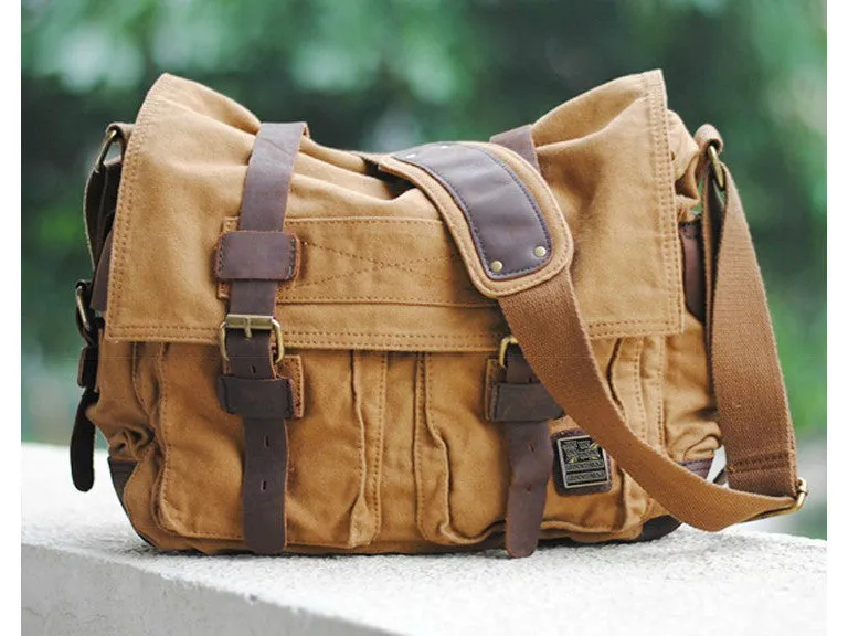 Brown Military Style Messenger Bag - Larger Version