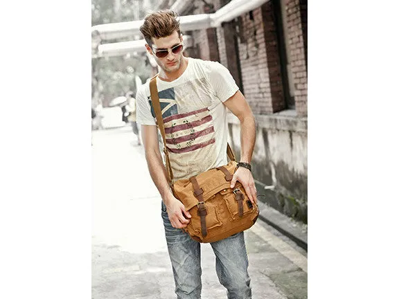 Brown Military Style Messenger Bag - Larger Version