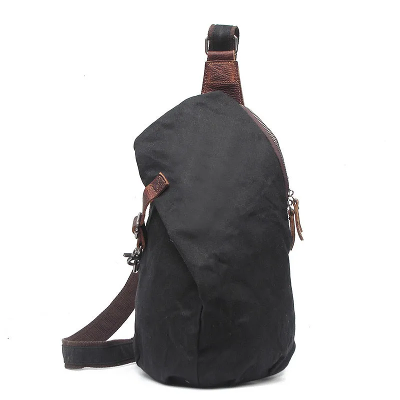 Canvas Leather Men Chest Bags Vintage Chest Pack Men Crossbody Sling Messenger Bags 2040