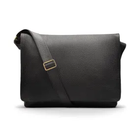 Classic Postman's Leather Messenger Bag - Black Pebble Grain