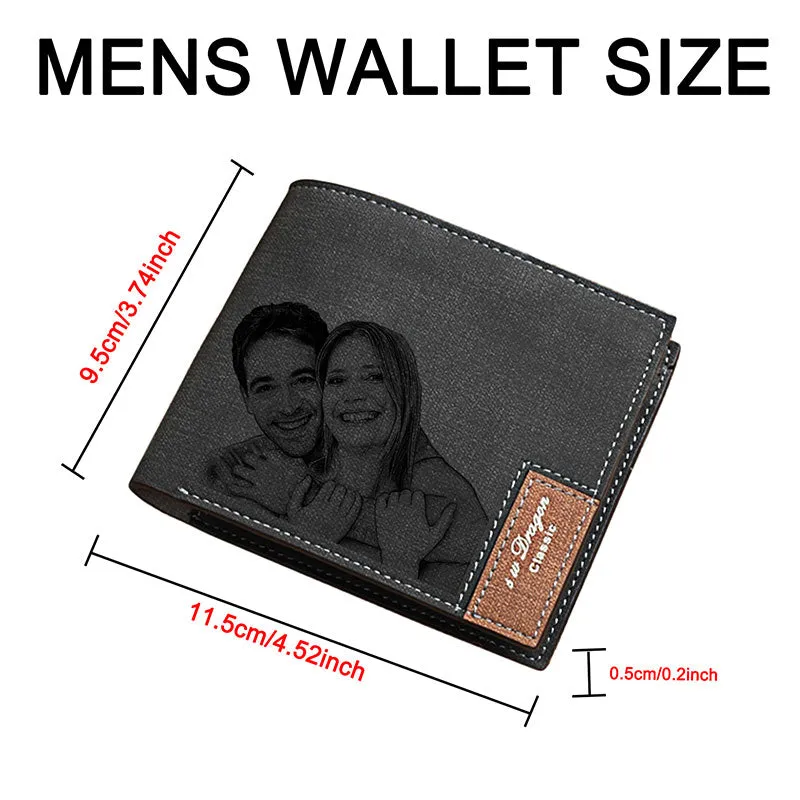 Custom Engraved Wallet, Personalized Photo Leather Wallets for Men