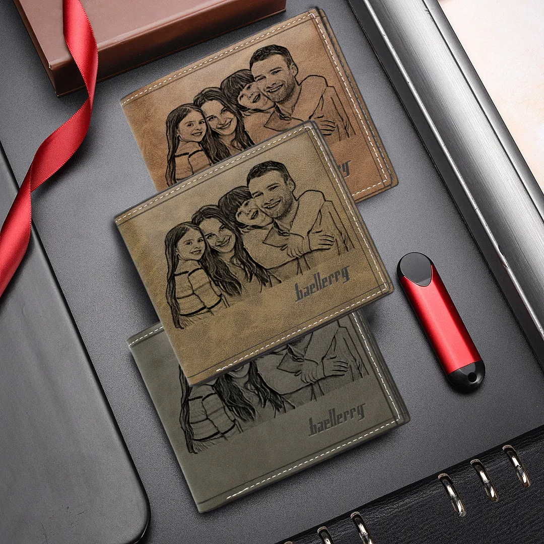 Custom Wallets for Men, Engraved Personalized Wallet for Father's Day