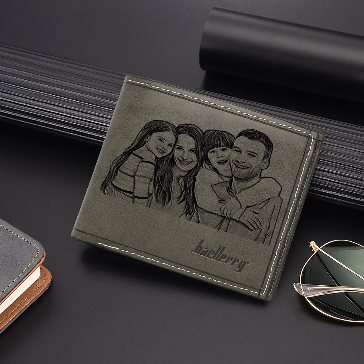 Custom Wallets for Men, Engraved Personalized Wallet for Father's Day