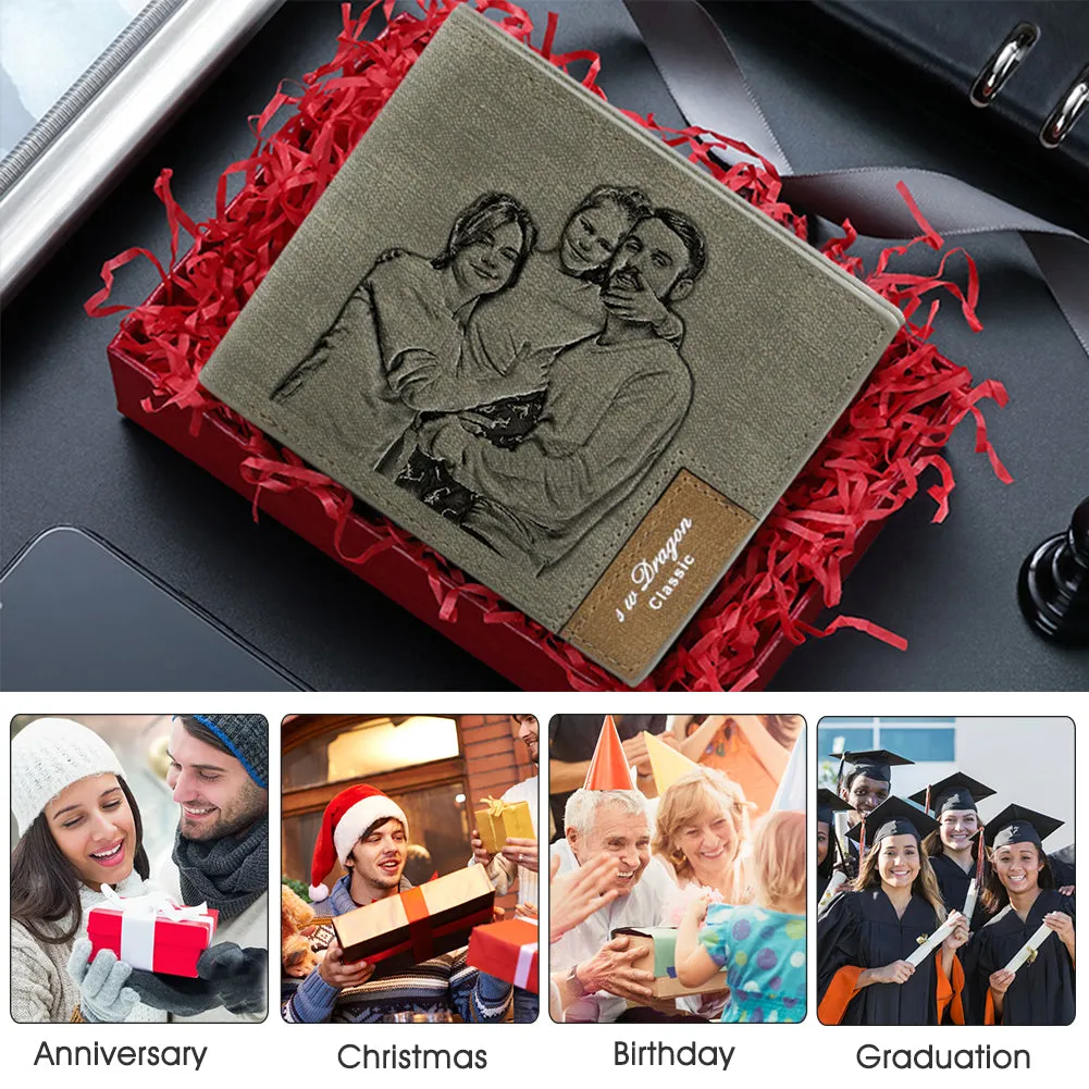 Engraved Personalized Men Photo Wallet for Fathers Day