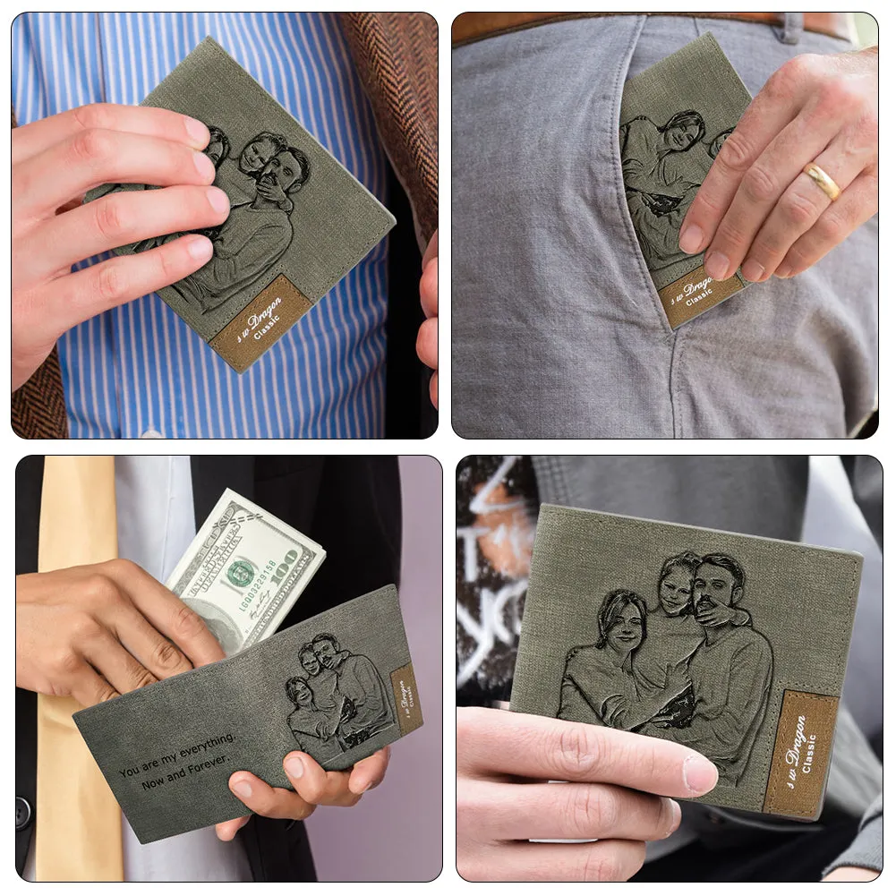 Engraved Personalized Men Photo Wallet for Fathers Day