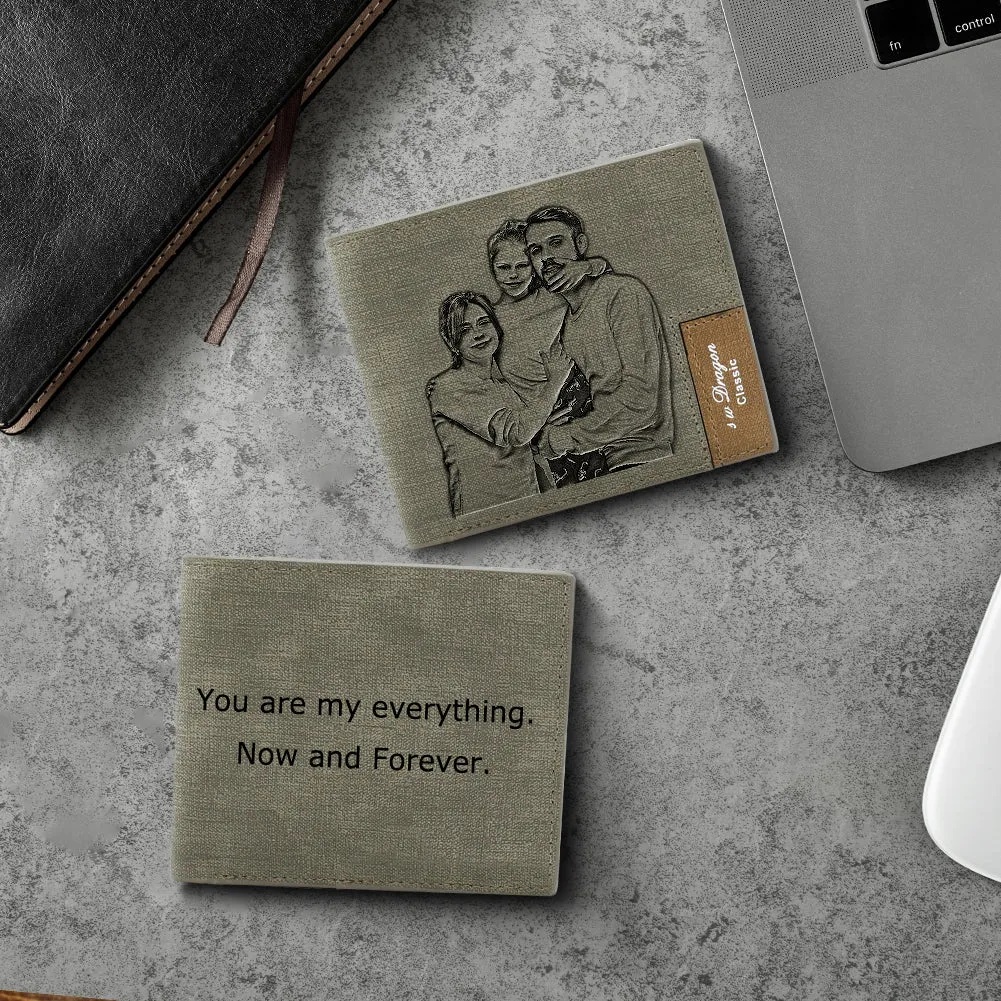 Engraved Personalized Men Photo Wallet for Fathers Day