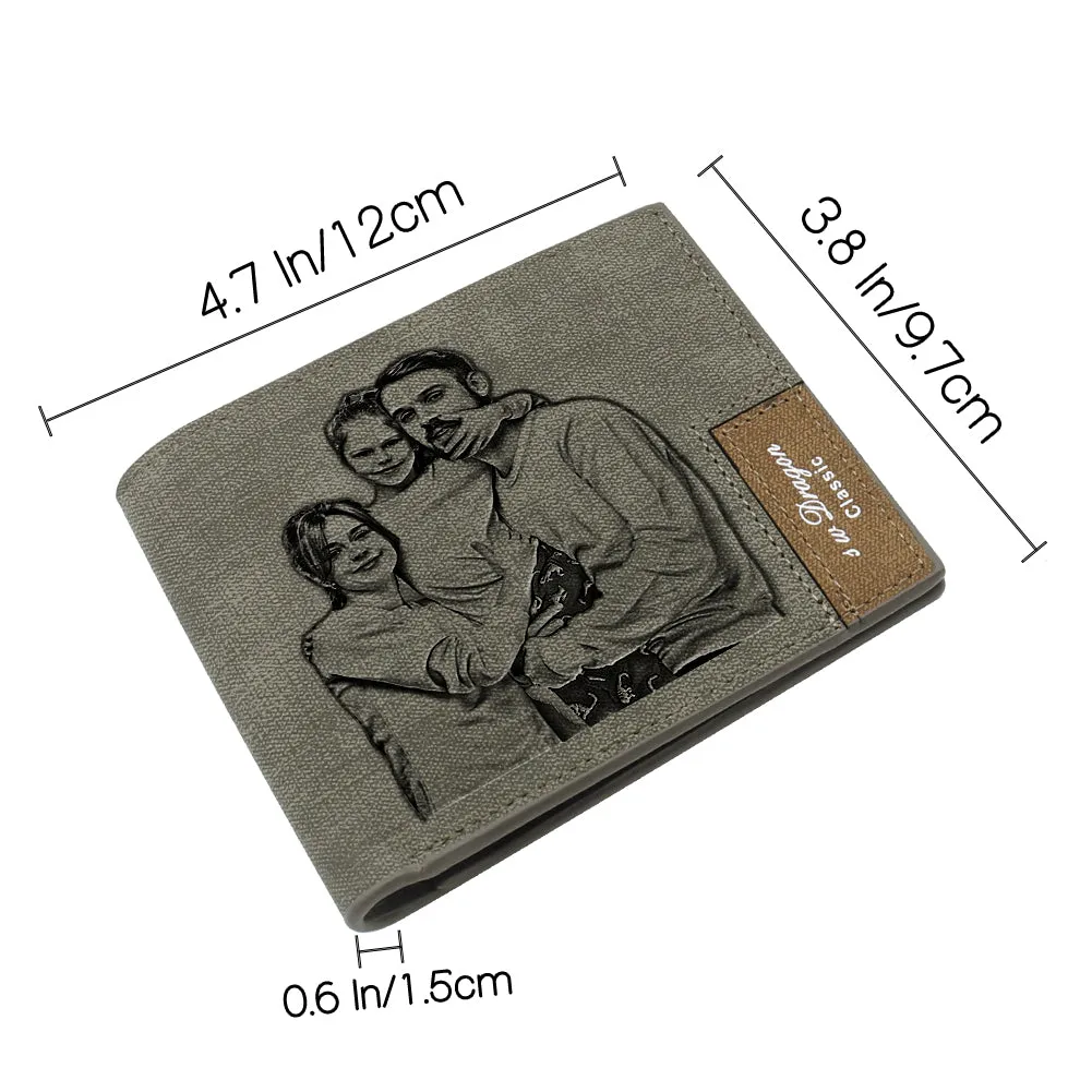 Engraved Personalized Men Photo Wallet for Fathers Day