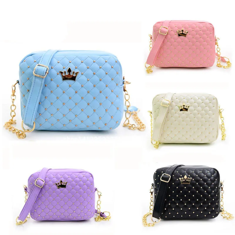 Excellent Quality Womens Bag Fashion Women Messenger Bags Rivet Chain Shoulder Bag Leather Crossbody Purse Bags