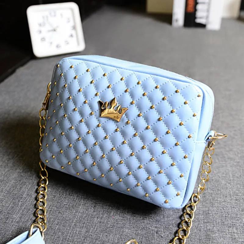 Excellent Quality Womens Bag Fashion Women Messenger Bags Rivet Chain Shoulder Bag Leather Crossbody Purse Bags