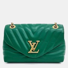 Green Leather New Wave Chain Shoulder Bag