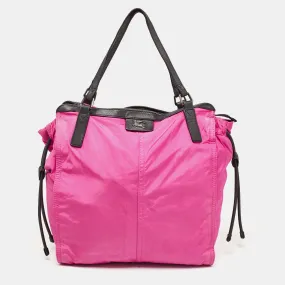 Magenta Nylon and Leather Buckleigh Tote