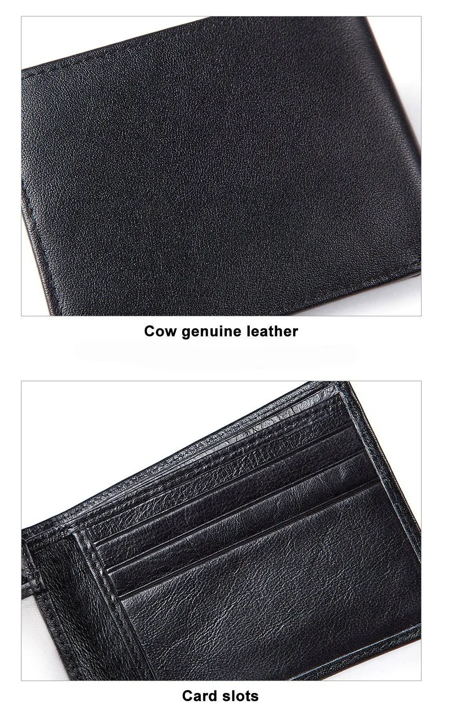 Men Foldable Wallet Made with 100% Genuine Leather and No Zippers