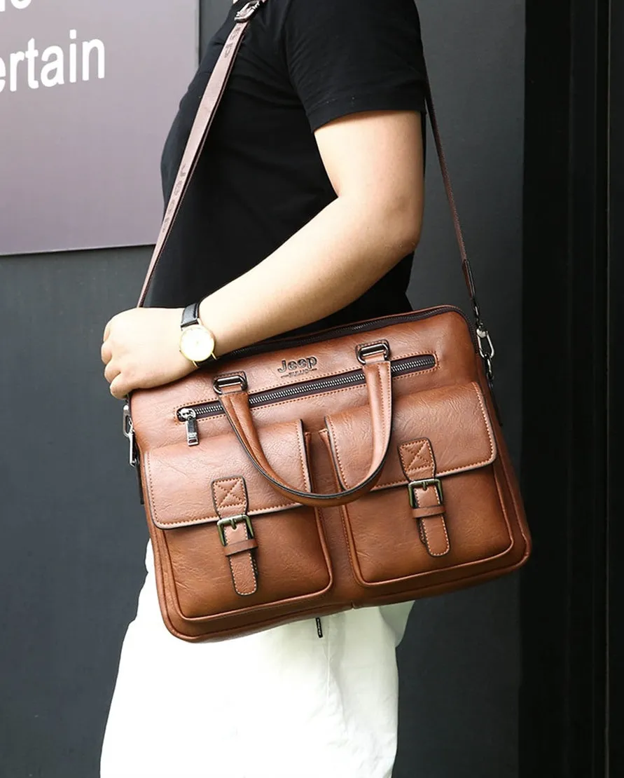 Men's Leather Briefcase For 14 Inch Laptop | Shoulder Bag