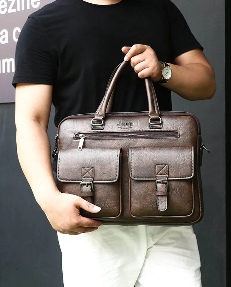 Men's Leather Briefcase For 14 Inch Laptop | Shoulder Bag