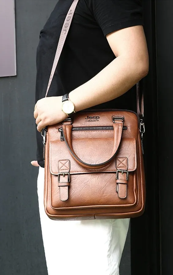 Men's Leather Briefcase For 14 Inch Laptop | Shoulder Bag