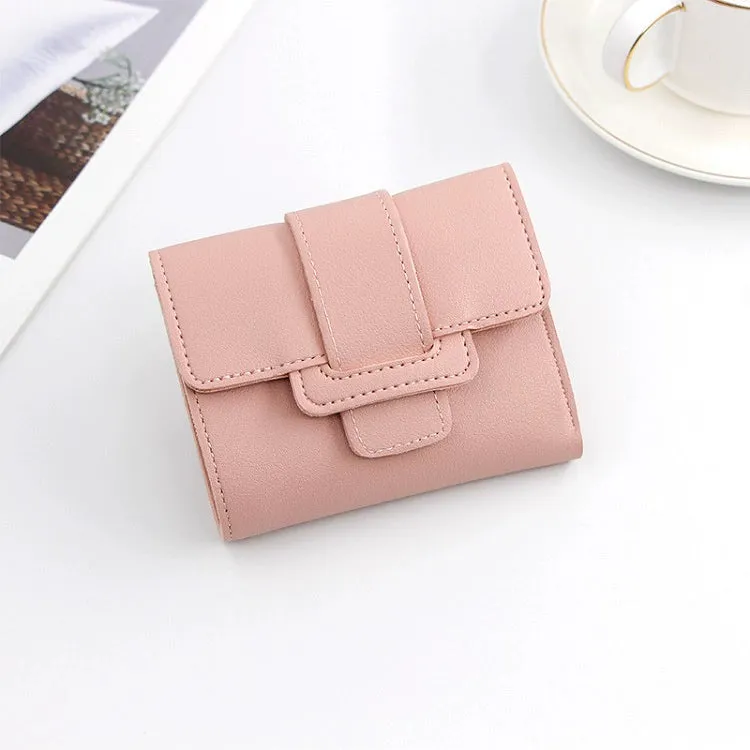 One-Piece Women's Fresh Soft Leather Solid Color Foldable Wallet