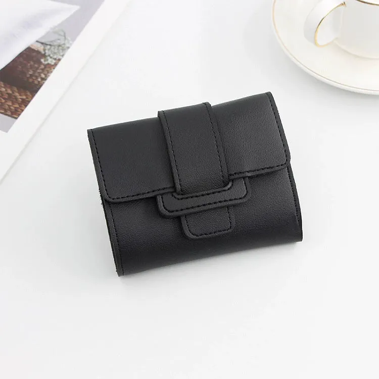 One-Piece Women's Fresh Soft Leather Solid Color Foldable Wallet