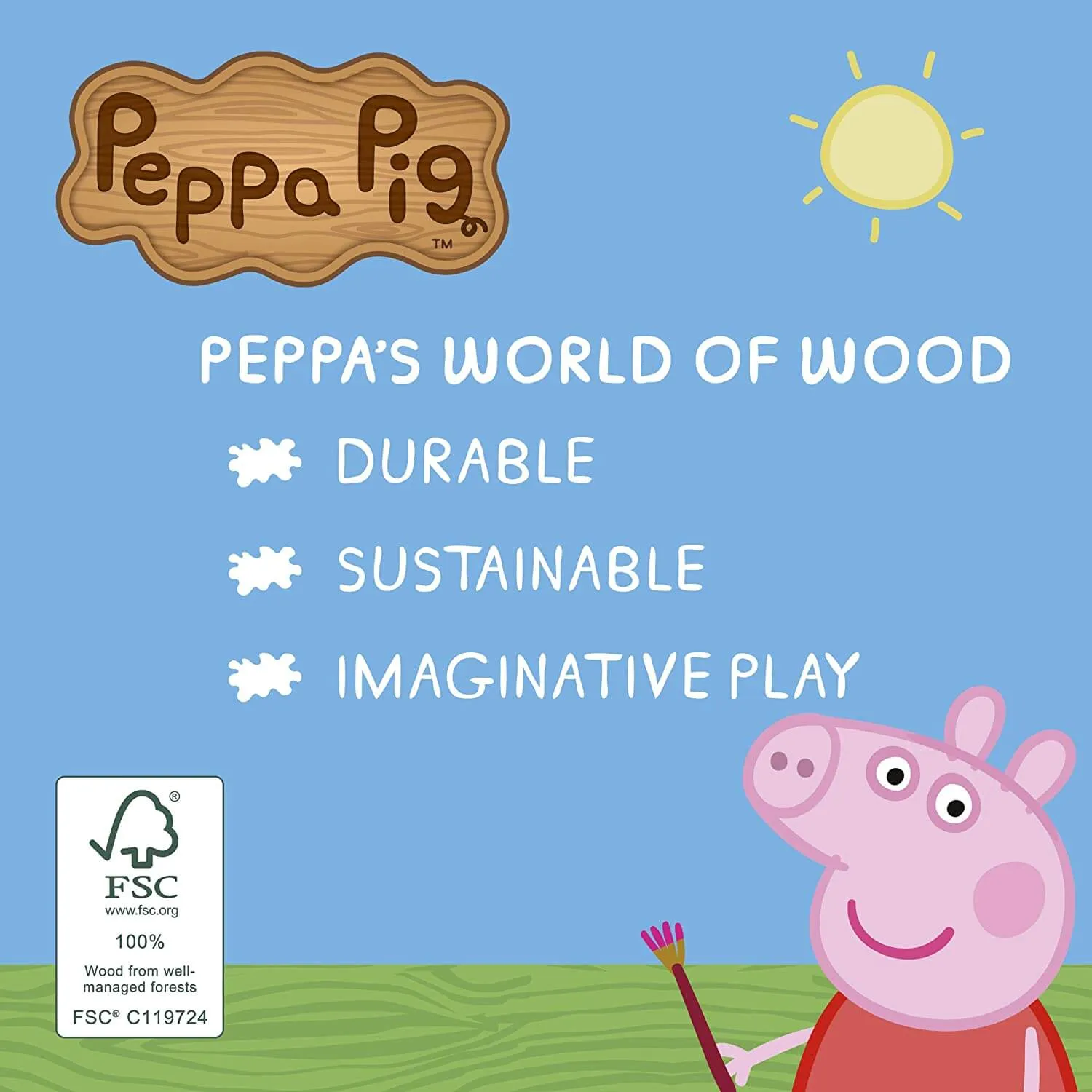 Peppa Pig Wooden Aeroplane Miss Rabbit Figure Suitcases