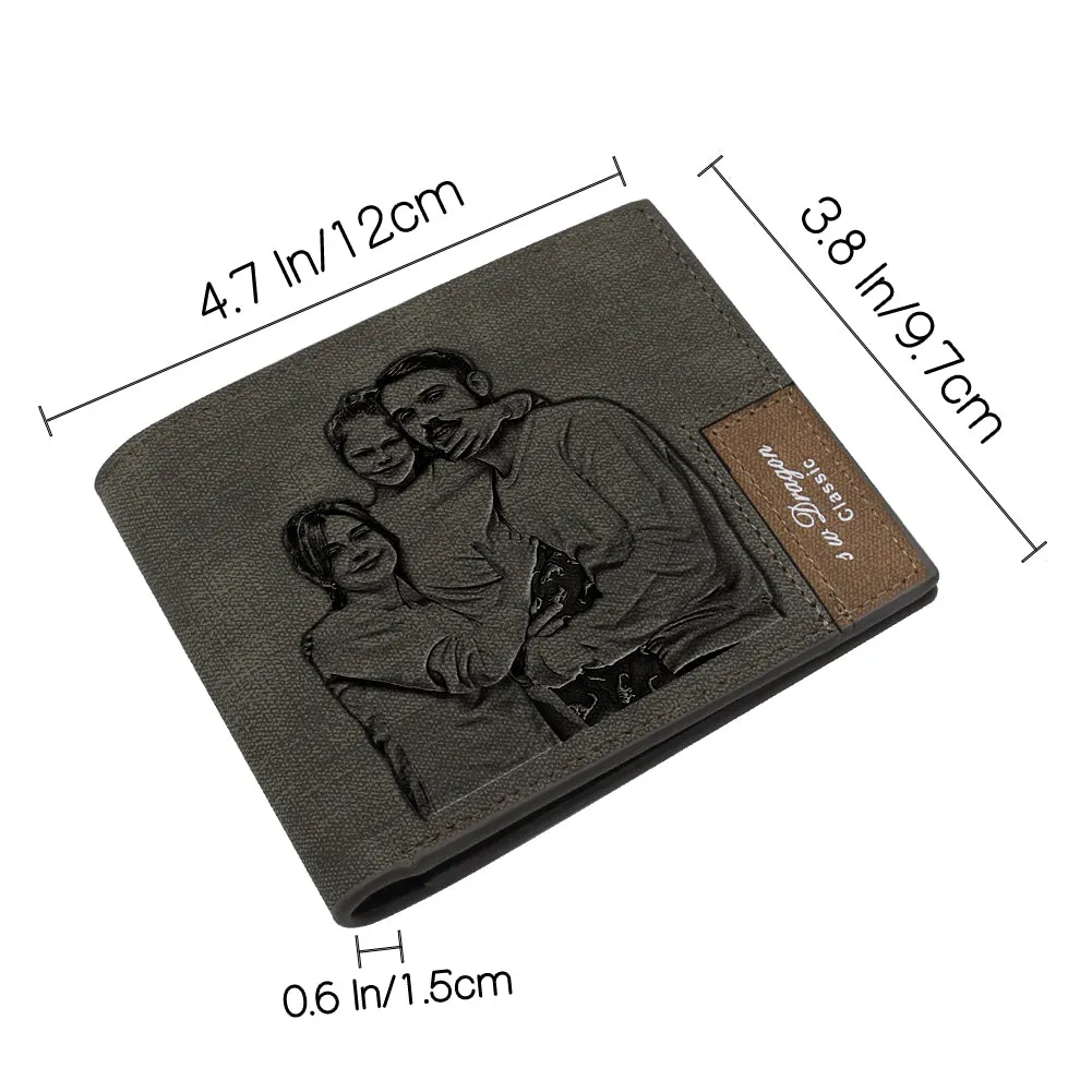 Personalized Engraved Wallet,  Custom Photo Men Wallets for Dad Boyfriend Son Him