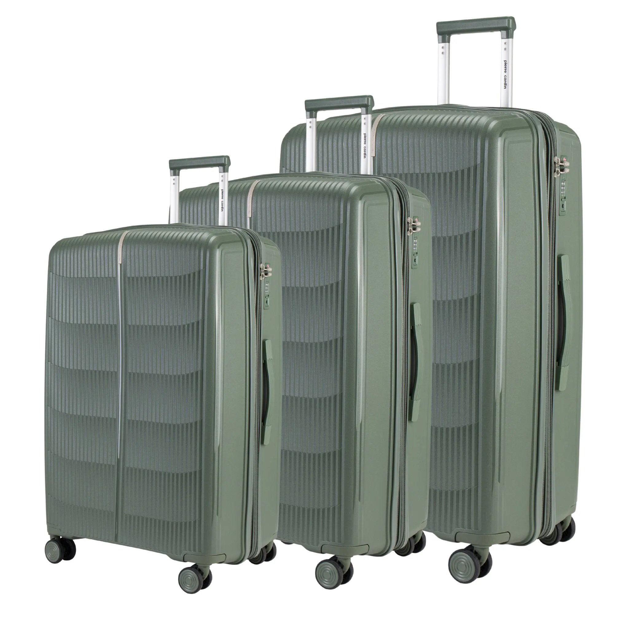 PP Suitcases Set Of 3 with Free Beauty Case-Green