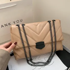 Purpdrank - New Casual Chain Crossbody Bags For Women Fashion Simple Shoulder Bag Ladies Designer Handbags PU Leather Messenger Bags