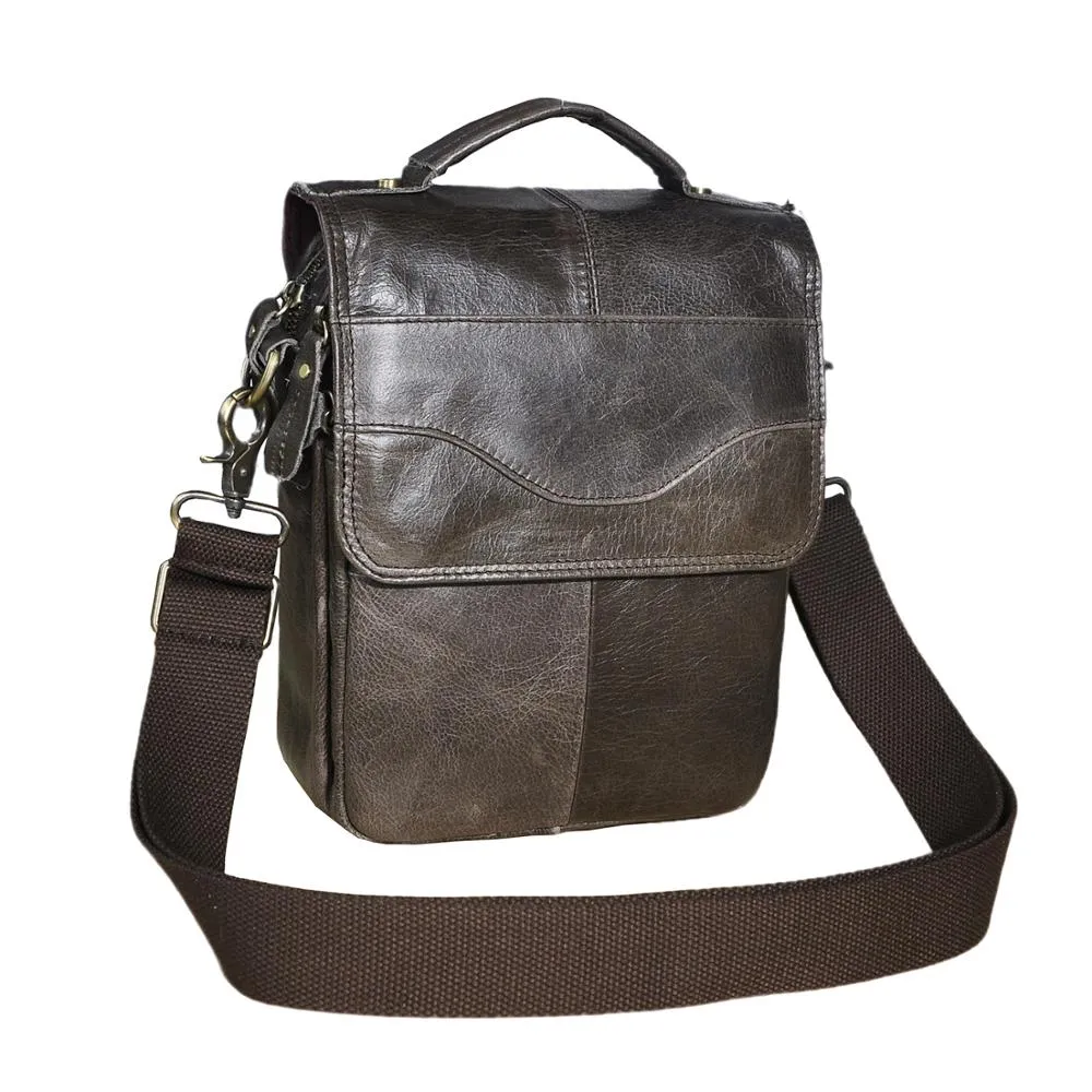 Quality Original Leather Male Casual Shoulder Messenger bag Fashion Cross-body Bag 8" Pad Tote Mochila Satchel bag 144