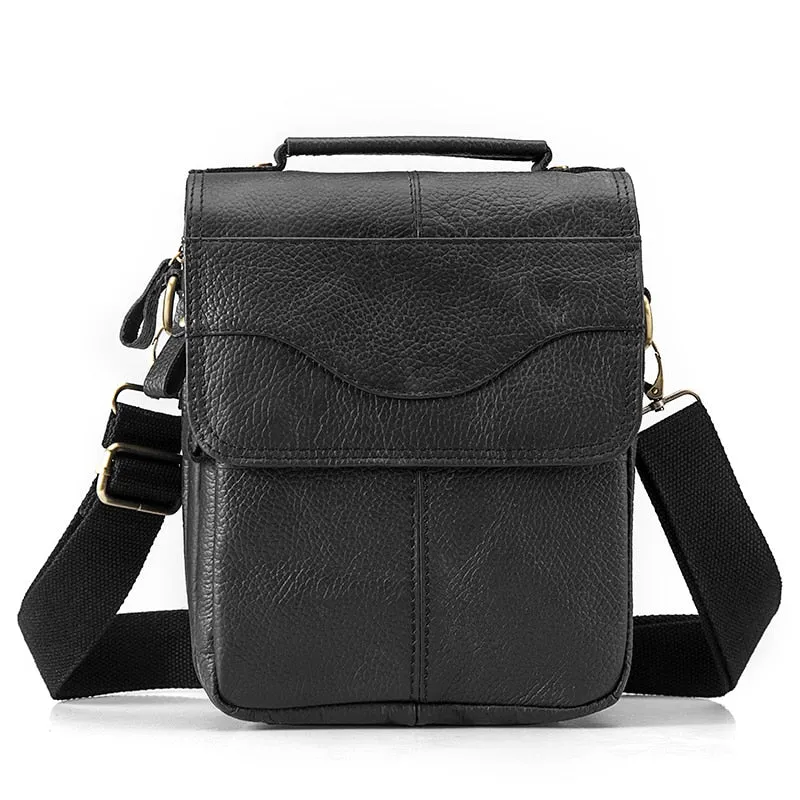 Quality Original Leather Male Casual Shoulder Messenger bag Fashion Cross-body Bag 8" Pad Tote Mochila Satchel bag 144