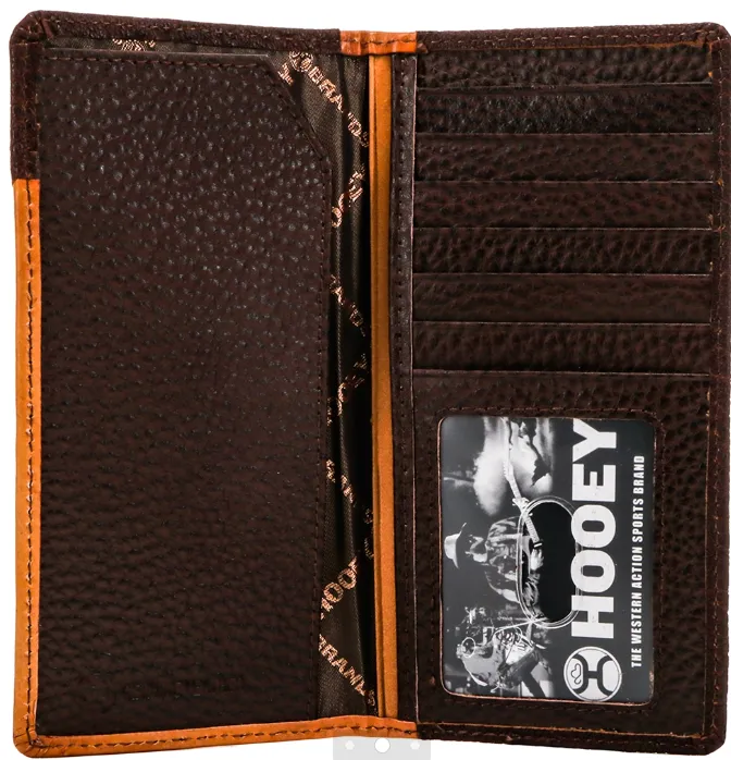 "Top Notch" Hand-Tooled Leather Rodeo Wallet with Ivory Leather Inlay Bullhide Overlay and Hooey Logo Rivet