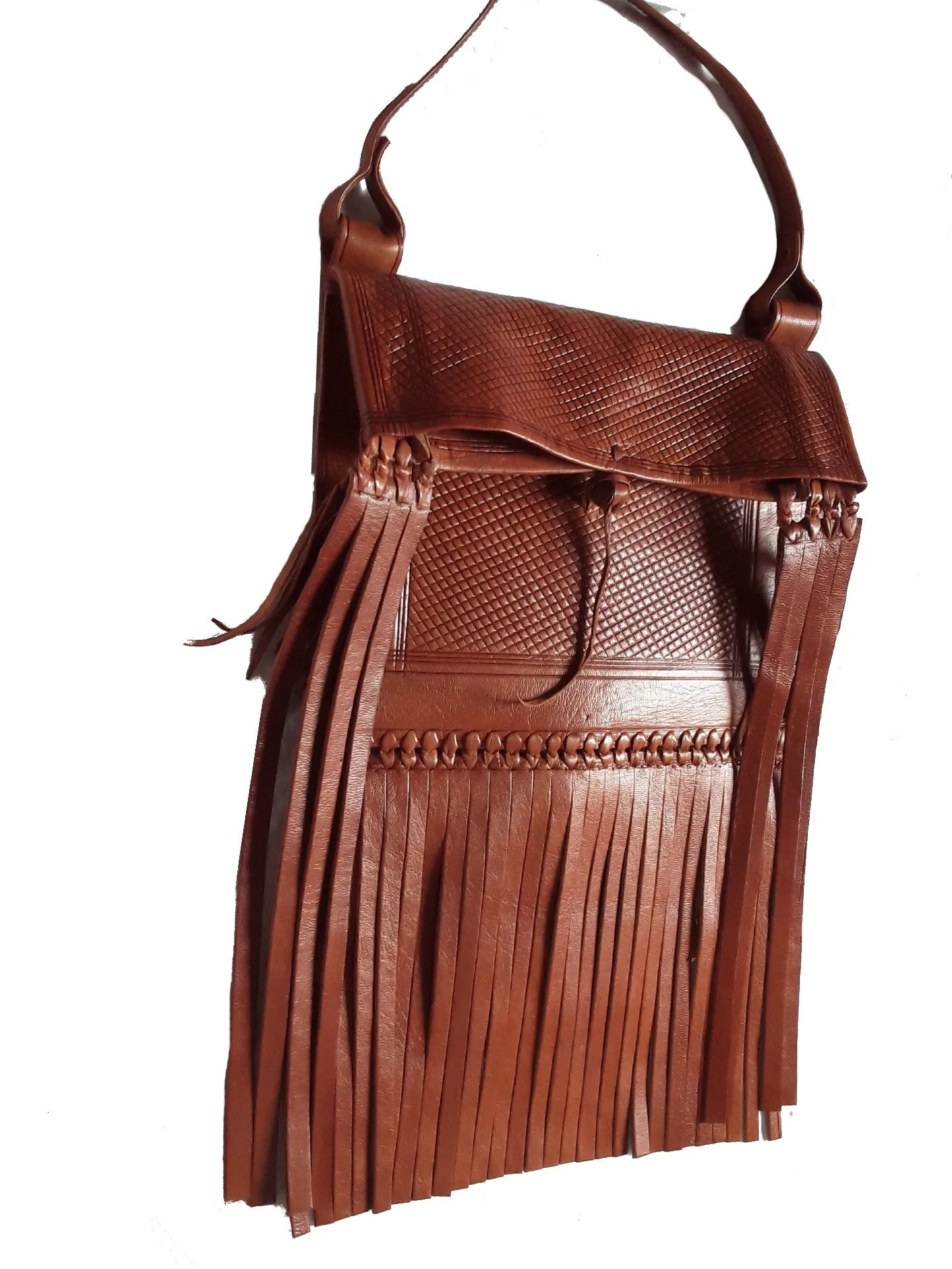 Rebel Leather Messenger/Crossbody Bag - Tan - Embossed - Simple