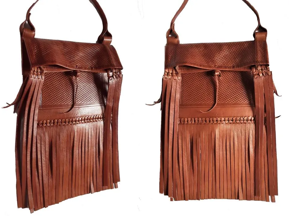 Rebel Leather Messenger/Crossbody Bag - Tan - Embossed - Simple