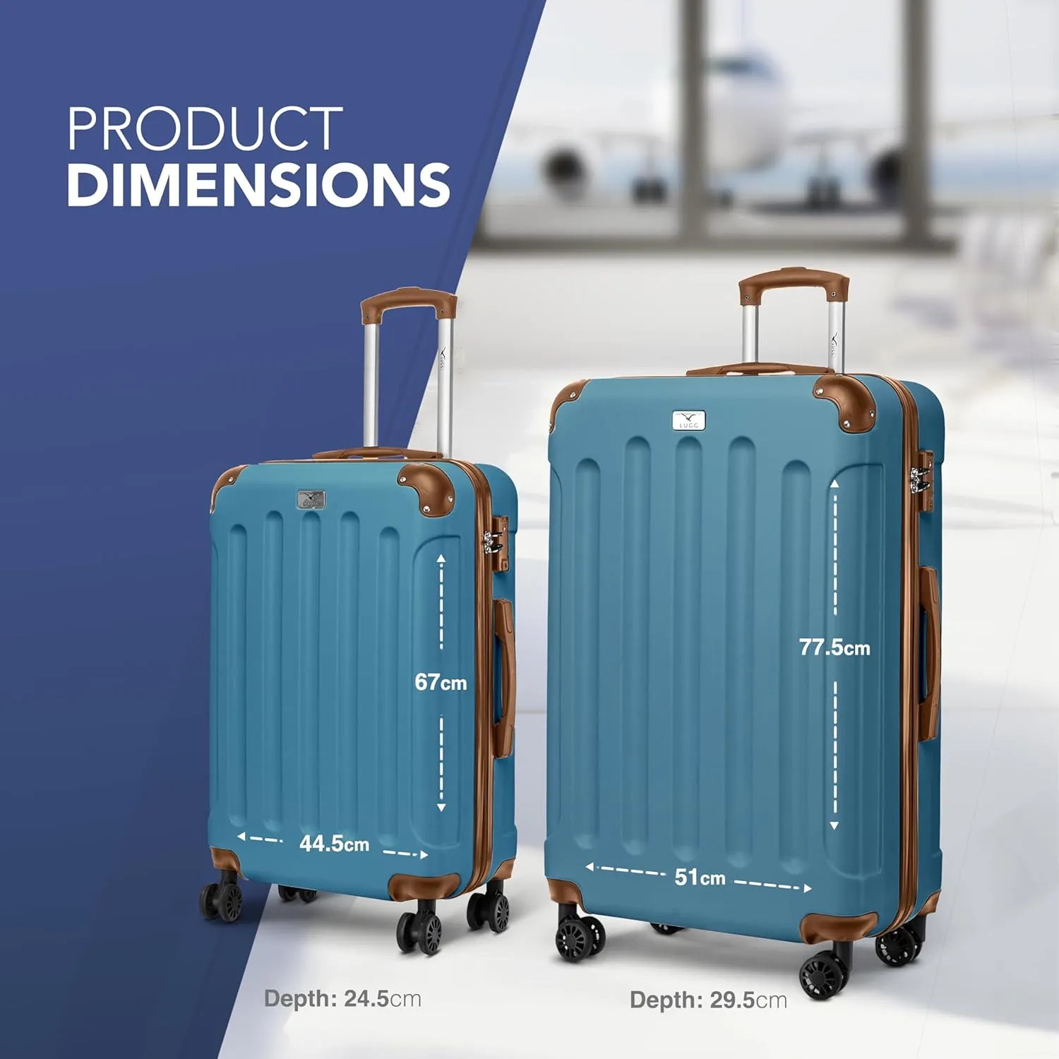 Skywander 2pc 24in & 28in Suitcase - Blue/Brown