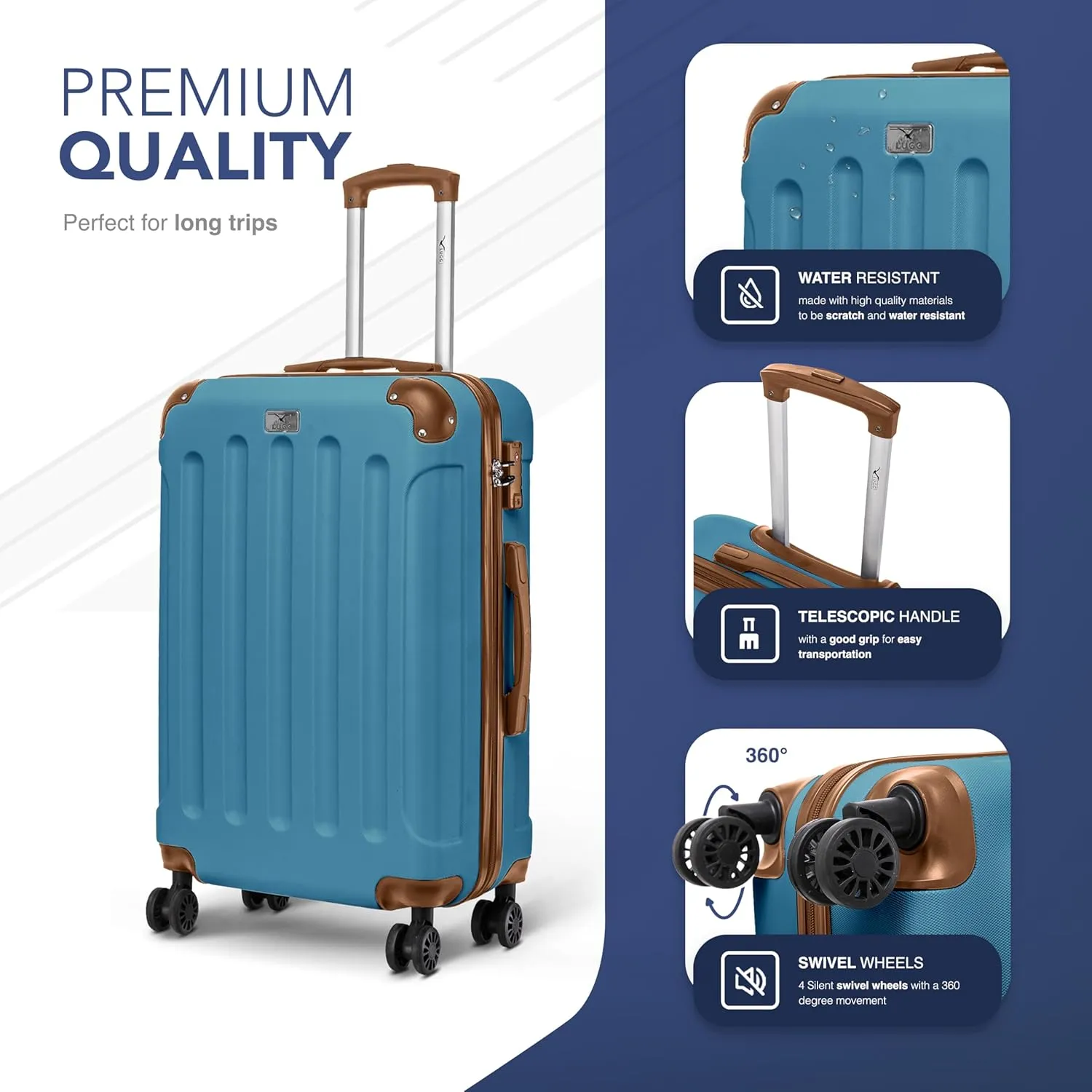 Skywander 2pc 24in & 28in Suitcase - Blue/Brown