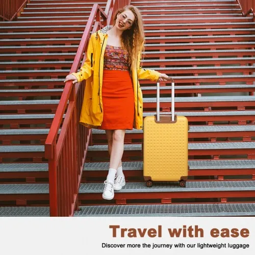 Stylish & Durable Kono 28 Inch Yellow Hard Shell ABS Suitcase with TSA Lock – Travel with Confidence & Ease